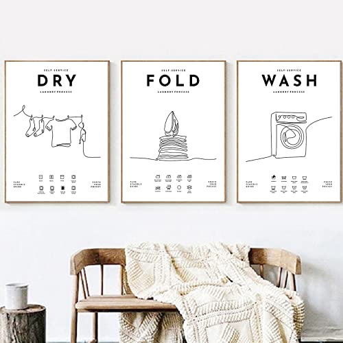 ZJTMJN Laundry Art Print – Moderner, minimalistischer Wäscheführer – 40,6 x 61 cm – Unisex – Indoor – PVC & Holzrahmen – Wandhalterung – mattes Finish – echtes Original-Kunstwerk von ZJTMJN