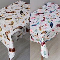 Bedruckte Feder Muster Bettwäsche Abdeckung, Küche Pvc Tischdecke, Waschbares Wachstuch, Benutzerdefinierte Größen Vinyl Esszimmer, Bunte Dekor von DedeEvTekstil