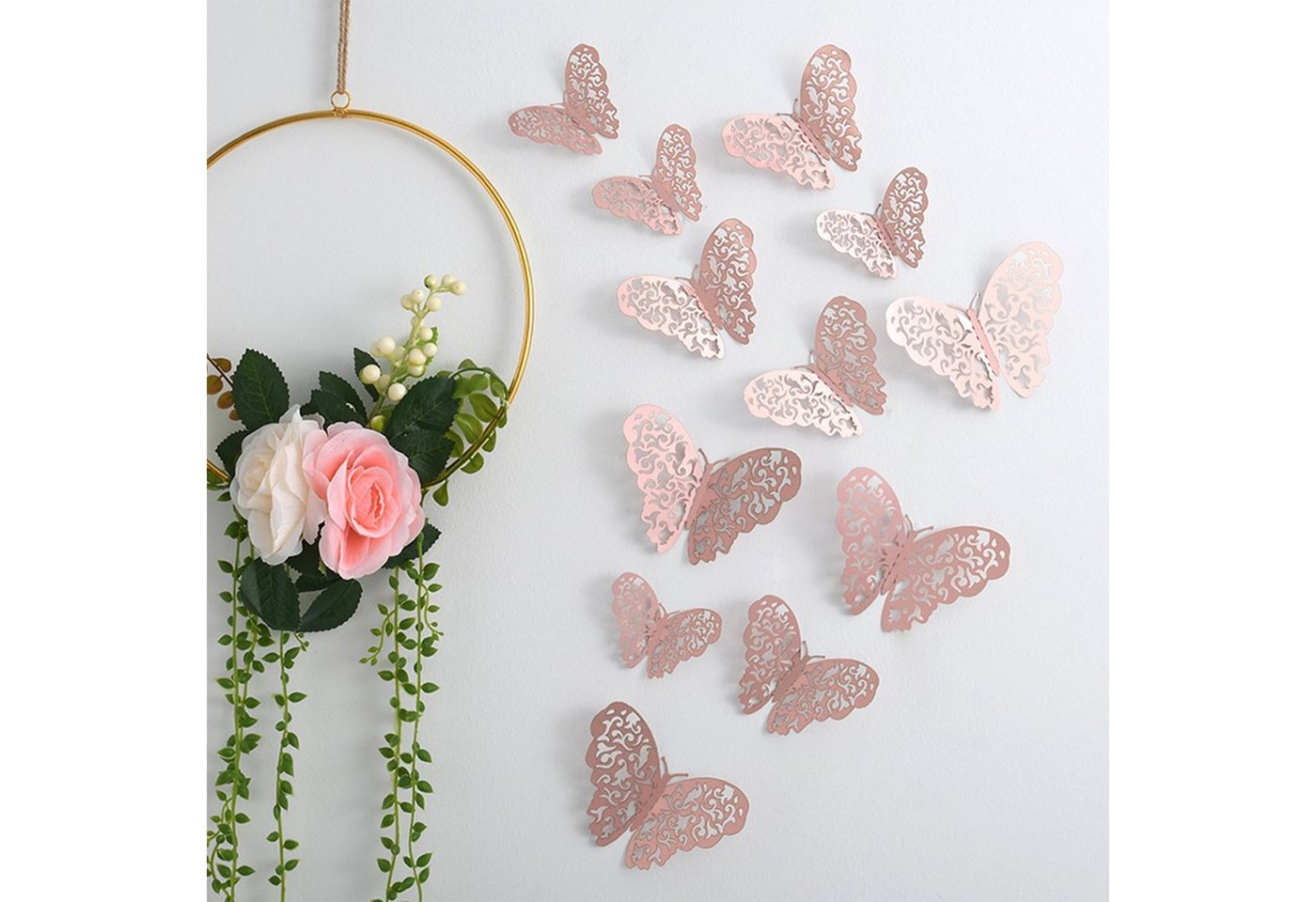 Dedom 3D-Wandtattoo 3D-Schmetterlings-Wandaufkleber,Wanddekoration Metalltextur (12 St) von Dedom