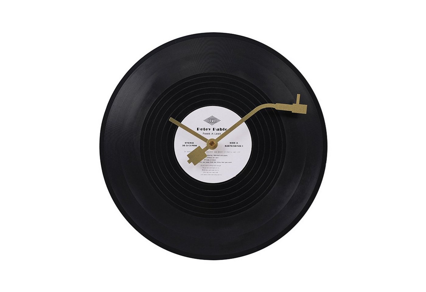 Dedom Wanduhr Wanduhr, Dekorative Uhren, Art Wanduhr, alter Plattenstil, 30x30 cm (Plattenspieler, gedämpft, rund, schwarz) von Dedom
