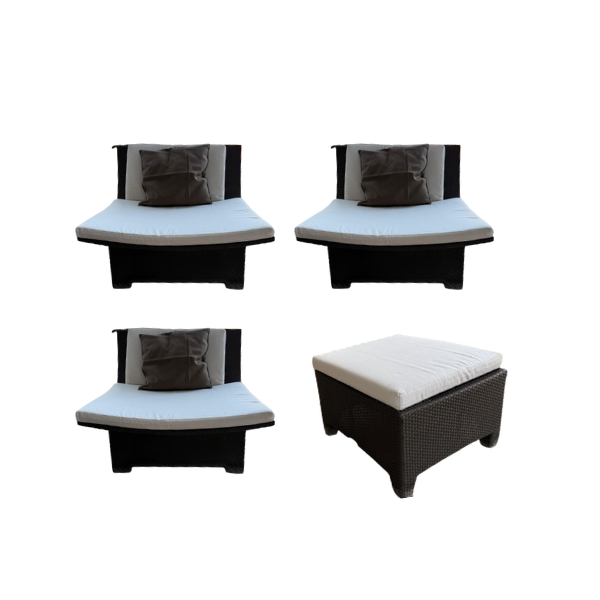 3-teiliges Gartenmöbel-Set mit Sessel und Tisch in Braun und Weiß, Dedon von Dedon