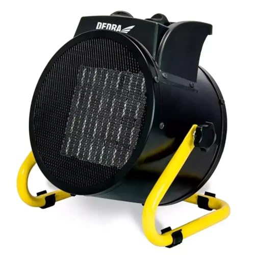 Elektroheizer PTC 5,0 kW, 400 V, rund, schwarz DEDRA DED9932C mit keramischem Heizelement, für gut isolierte Räume, Thermostat, Überhitzungsschutz, drei Betriebsarten von Dedra