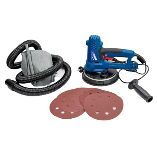 Hand-Trockenbauschleifer mit LED licht DEDRA, 750 W,1500-2700 U/Min 180 mm-Schleifteller, zur Gipsbearbeitung, mit Staubabsaugung, 3,1kg gewicht, langes Kabel 4m von Dedra