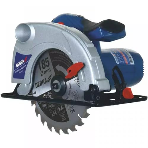 Handkreissäge DEDRA stark 1500W, Kreissägeblatt Ø 185mm, max. Schnitttiefe 66 mm, Sehr hohe Drehzahl: 5500 U/min Ergonomisches Leichtgewicht 4,4kg, softgrip, für Holz und mehr von Dedra