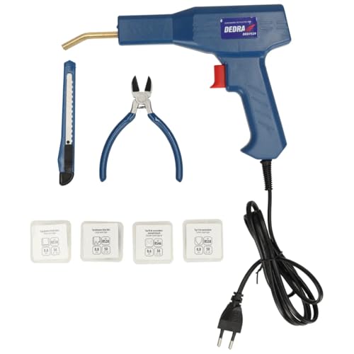 Kunststoffschweißgerät stark 50W DEDRA DED7529, bis 500⁰C, Set mit 200 Heftklammern, mit LED-Licht, EU plug, 4 Arten Klammern Hot Hefter, Schweißgerät Kunststoff Reparaturset von Dedra