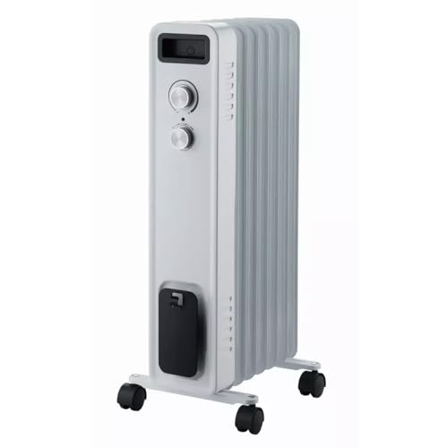 Ölradiator DESCON DA-J1501, 1500W, 7 Rippen, Temperaturregelung, Thermostat, drei Heizstufen, Transportrollen, Kabelaufbewahrungsfach, Kippschutz von Dedra