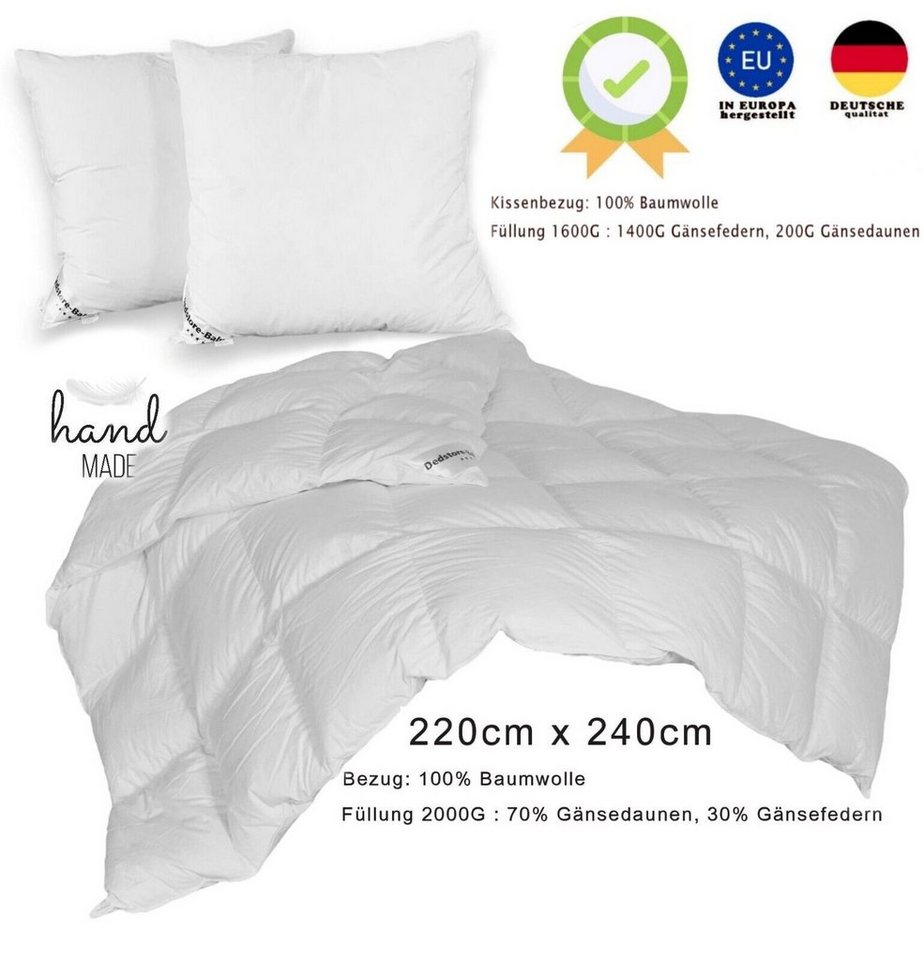 Daunenbettdecke + 3-Kammer-Kopfkissen, Betten Set Daunenbett Decke Bettdecke 220x240 Kissen 2x Drei Kammer, Dedstore-Baby, Füllung: Daunen-Federmischung, Bettwaren Set von Dedstore-Baby