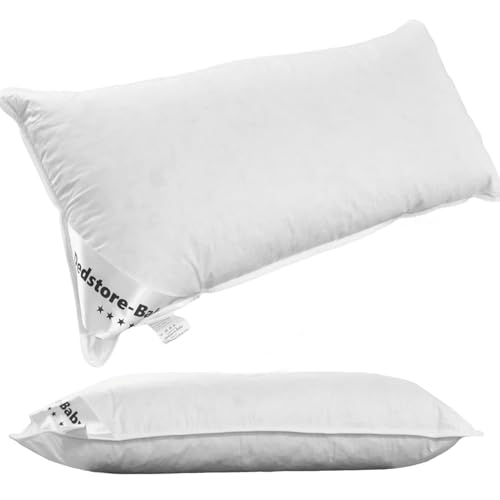 Dedstore 2er Set Daunen 3 Kammer Kopfkissen 40x80 cm - Allergiker Bettkissen Gänsedaunen - Pillow 140 g/m² Bezug 100% Baumwolle - Daunenkissen - Bettkissen Füllung 750g Dreikammerkissen von Dedstore-Baby