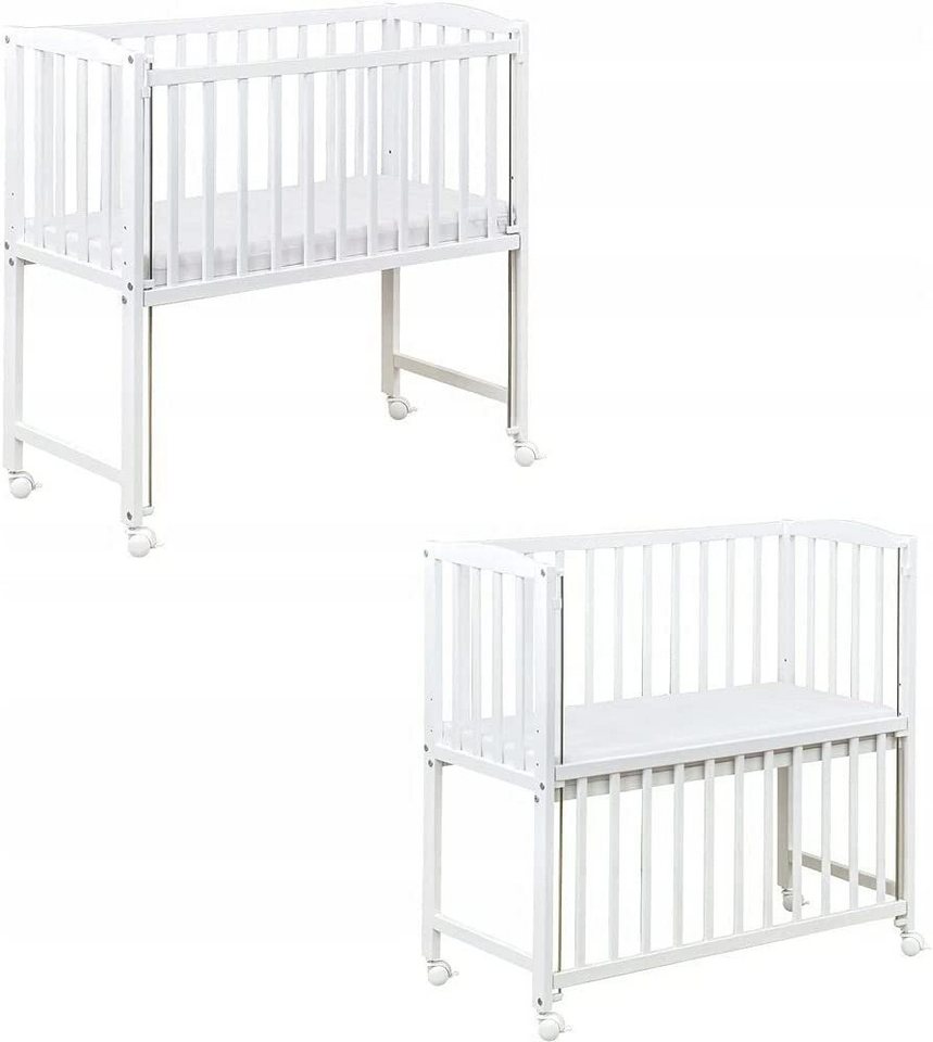 Dedstore-Baby Beistellbett mit Matratze 90x40 cm Höhenverstellbar Komplett Set Weiß Baby Bett, Made in Europe von Dedstore-Baby