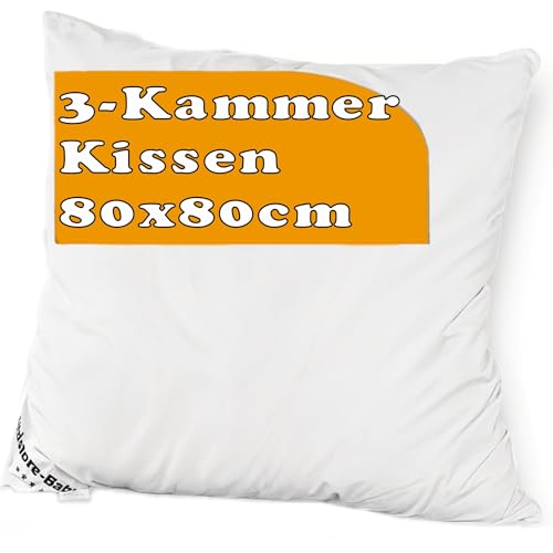 Dedstore Kopfkissen 80x80 Daunen 3 Kammer Kissen - Allergiker Bettkissen mit Gänsedaunen - Pillow 140 g/m² Bezug 100% Baumwolle - Daunenkissen Federkissen Füllung 1600g Naturprodukt von Dedstore-Baby