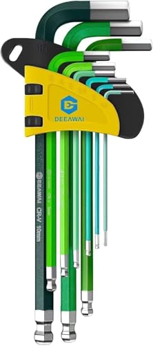 DeeAWai Multi-colour Innensechskant Satz 9 tlg, metrisch, HX | DIY Innensechskantschlüssel 1,5 bis 10 mm Cr-V-Stahl Winkelschlüssel Set (Lang, 9-tlg., Multi-colour) DeeAWai Multi-colour Innensechskant Satz 9 tlg, metrisch, HX | DIY Innensechskantschlüssel 1,5 bis 10 mm Cr-V-Stahl Winkelschlüssel Set (Lang, 9-tlg., Multi-colour) von DeeAWai