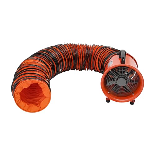DeeDuud Industrieventilator mit 10m Schlauch, 250mm Ø Abluftgebläse, 320W Kupfermotor, Baugebläse IP44, Belüftungsventilator 43m³/min für Werkstatt, Keller & Fabrik von DeeDuud