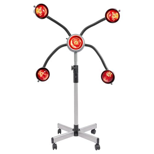 DeeDuud Infrarotlampe Wärmelampe 750W, 5-Kopf Infrarot Lampen Höhenverstellbar Rotlichtlampe Infrarottherapie von DeeDuud