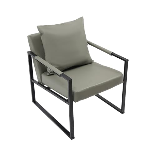 DeeDuud Sessel Stuhl Lehnstuhl Moderner Loungesessel mit Kissen Ergonomischer Polsterstuhl mit Eisenrahmen (Grau) von DeeDuud