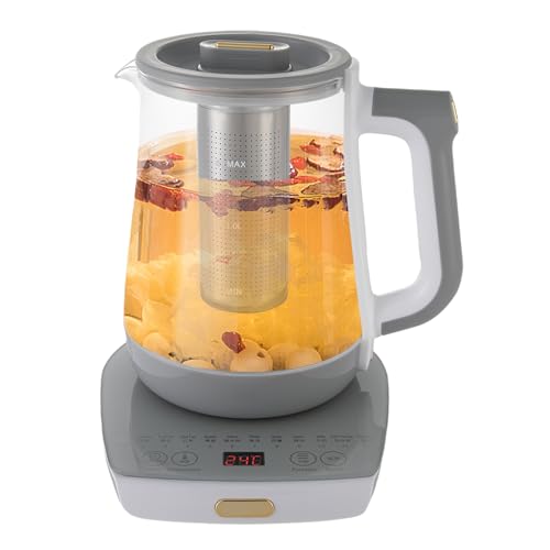 Teekocher 800W, Wasserkocher Glas Led 1,8 L 40-90°C mit voreingestellten Teeprogrammen Warmhaltefunktion Timerfunktion für Kaffee Tee Milch Wasser heiße Schokolade von DeeDuud