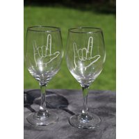 Asl Ich Liebe Dich Geätztes Weinglas-Set, Hochzeitsgeschenk Asl Ich Liebe Dich Geätztes Weinglas-Set, Hochzeitsgeschenk von DeeLuxDesigns