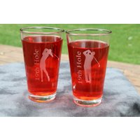 Golf 19Th Hole Pilsner Oder Pub Bier Weißwein Gläser 2Er Set Geätzt Mattiert von DeeLuxDesigns