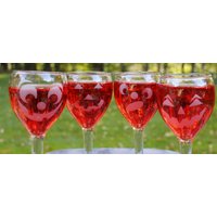 Jack-O-Lantern Kürbis Gesicht Halloween Geätzt Rotwein Gläser Set Mit 4 von DeeLuxDesigns