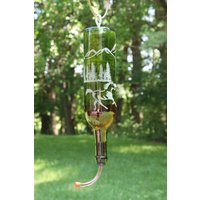 Neu Geätztes Pferd Und Reittiere Recycled Weinflasche Kolibri Oder Vogelhaus von DeeLuxDesigns