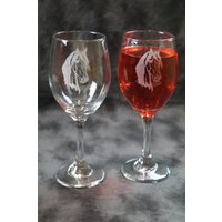 Pferdeprofil Gefrostete Oder Geätzte Weingläser, Biergläser Kneipengläser 2Er Set von DeeLuxDesigns