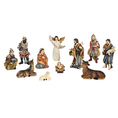 Perfeclan 11 Teiliges Krippenset, Enthält Heilige Familienmitgliednmitglied, Ochse Und Schaf, 10,2 cm H, Harz, Dekorative Figuren von DeeRace