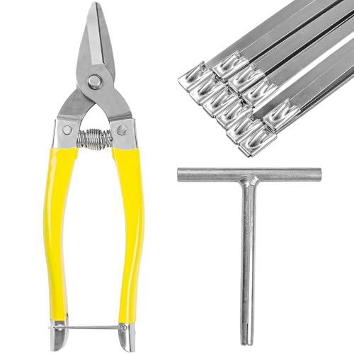 Deecam Schneidezange und T-Schraubenschlüssel, Edelstahl-Kabelbinder-Werkzeug zum Klemmen und Schneiden, mit 10 Stück 4,6 x 200 mm selbstsichernden Edelstahl-Kabelbindern Deecam Schneidezange und T-Schraubenschlüssel, Edelstahl-Kabelbinder-Werkzeug zum Klemmen und Schneiden, mit 10 Stück 4,6 x 200 mm selbstsichernden Edelstahl-Kabelbindern von Deecam