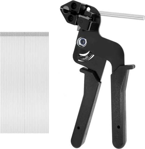 Kabelbinder Zange mit 300 Stück Edelstahl Kabelbinder 300mm x 4,6mm, Deecam Kabelbinderpistole Zum Arretieren und Schneiden von Metallkabelbinder von Deecam