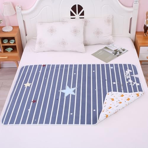 Deedlite Bettunterlage Kidmat, Kidmat Safenights Matratzenschutz, Inkontinenzunterlage Waschbar für Kinder, Bett Schutz Unterlagen für Einzelbetten, Kinderbetten, Babybetten (Sterne,70 * 90cm) von Deedlite