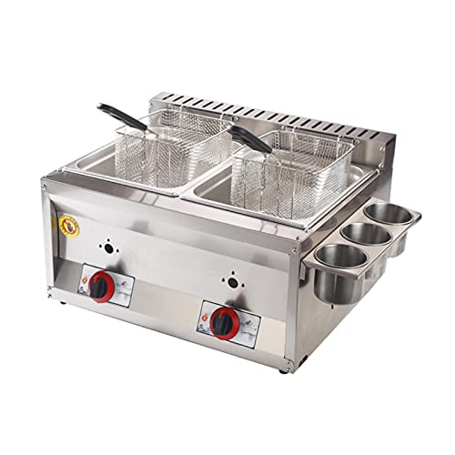 Deep Fryer 20L Gas-Fritteuse Edelstahl Lebensmittelqualität Elektronische Impulszündung Rutschfest Energiesparend Einfache Reinigung von Deep Fryer