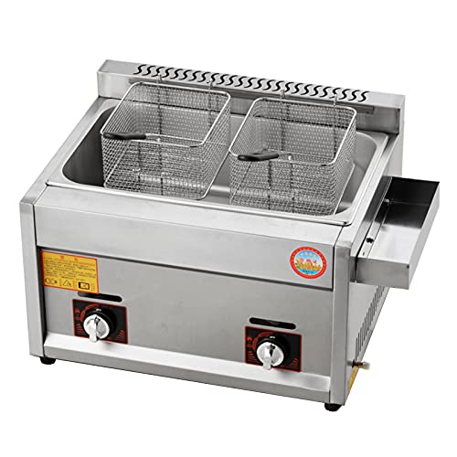 Gas-Fritteuse, 22 l/30 l Fritteusenbehälter für Hühnerchips aus Edelstahl mit Korblöffel für die gewerbliche Küche zu Hause des Restaurants Gas-Fritteuse, 22 l/30 l Fritteusenbehälter für Hühnerchips aus Edelstahl mit Korblöffel für die gewerbliche Küche zu Hause des Restaurants von Deep Fryer