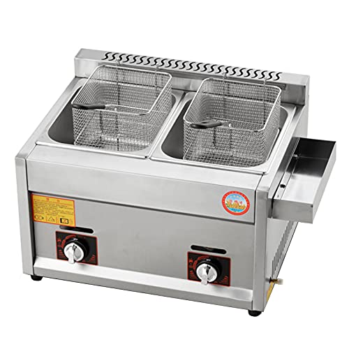 Gasfritteuse, Gasfritteusenbehälter 22L/30L Hähnchenchips Fritteuse Edelstahl mit Korblöffel für die gewerbliche Küche zu Hause Restaurant von Deep Fryer