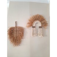 Deepb Raffia Hufeisen Wanddekoration - Blatt Wandschmuck Stilvolles Boho Wand Dekor Set Natürliches Figur von DeepBCreations