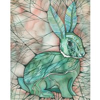 Motte Bunny Print Wunderliche Türkis Aquarell Kunst von DeepColouredWater