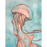 Seenessel Qualle Print Skurriles Aquarell Kunstwerk Seenessel Qualle Print Skurriles Aquarell Kunstwerk von DeepColouredWater