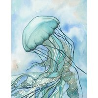 Türkis Qualle Druck Meerschaum Aqua Aquarellkunst Türkis Qualle Druck Meerschaum Aqua Aquarellkunst von DeepColouredWater