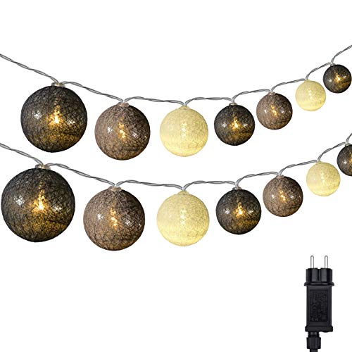 DeepDream Cotton Ball Lichterkette, 5m 20 LED Kugeln Lichterkette Innen Lichterkette Baumwollkugeln Lichterkette mit Stecker für Kinderzimmer, Schlafzimmer, Hochzeit, Party, Festival (Grau)… von DeepDream