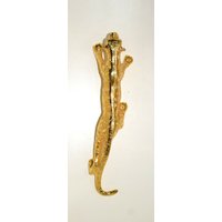 11 "Zoll Goldener Chrom Beschichteter Messing Jaguar Türgriff | Goldener Verchromter Messing-Raubtier-Form-Türgriff von DeepEnlightenment