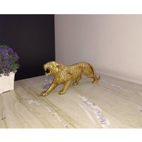 23 cm Tiger Skulptur | Messing Wütend Löwe Statue Tisch Prunkstück Geschenk von DeepEnlightenment