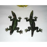21 cm Türgriffpaar Eidechsen | Messing Komodowaran Ziehen Club Entry Dekor von DeepEnlightenment