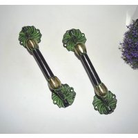 23 cm Blumenmuster Türgriff Paar | Messing Sammler Schrank Griff Blumen Basis Dekoration von DeepEnlightenment