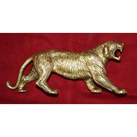 9'' Zoll Tiger Skulptur | Brass Angry Lion Statue Tisch Showpiece Geschenk von DeepEnlightenment