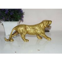Brass Wild Jaguar Statue | Jagd Tiger Skulptur Halloween Thema Dekoration von DeepEnlightenment
