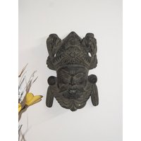 Caishen Kopf Antik Wandbehang | Messing Daoist Gottheit Gesichtsmaske Heilige Orte Dekorativer Showpiece Aufhänger von DeepEnlightenment