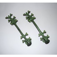 Frühlingsbaum Blatt Figurine Messing Türgriff | Natur Bambusstab Vertikale Türzieher von DeepEnlightenment