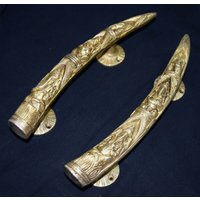 Hindu Lord Ganesha Design Türgriff | Goldener Messing Restaurant Set von DeepEnlightenment