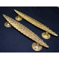 Messing Blatt Form Türgriff | Schweres Maindoor Pull Set Gartenthema Wohndekoration von DeepEnlightenment