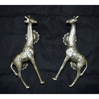 Messing Giraffe Türgriff Paar | Silberfarbener Set Bestehend Aus 02 Stück von DeepEnlightenment