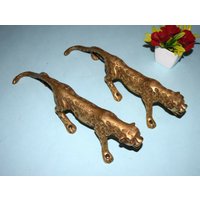 Messing Jaguar Türgriff Set | 23, 5 cm Leopard Gate Henkel Restaurant Pull von DeepEnlightenment
