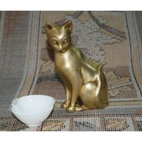Messing Katzen Statue | 07 "' Zoll Kitty Design Skulptur Tischdekoration von DeepEnlightenment