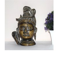 Messing Lord Shiva Kopf Skulptur | 15 cm Religiöse Statue Hinduismus Tempel Antike von DeepEnlightenment